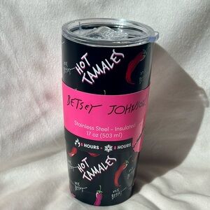 Betsey Johnson Hot Tamales Stainless Steel Travel Mug 17oz Insulated Tumbler NWT